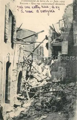 Rognes Tremblement de terre 11 Juin 1909 Une rue entierement devastee Rognes