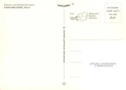 AK / Ansichtskarte Walchsee_Tirol Erholungsort Fliegeraufnahme Walchsee Tirol