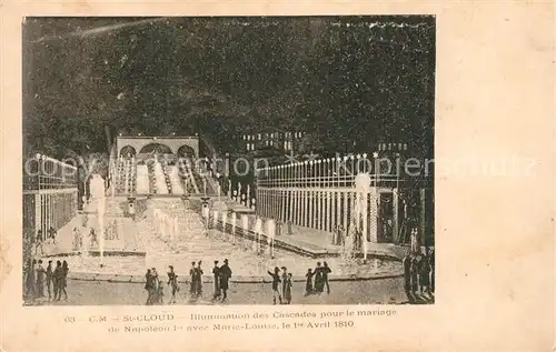 Saint Cloud_Hauts de Seine Illumination des Cascades pour le mariage de Napoleon avec Marie Louise 1810 Dessin Kuenstlerkarte Saint Cloud