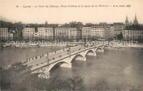 Lyon_France Pont du Change Place d Albon Quai de la Pecherie Lyon France