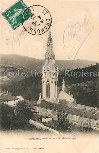 Valfleury Eglise vue de la Route du Grand Logis Valfleury