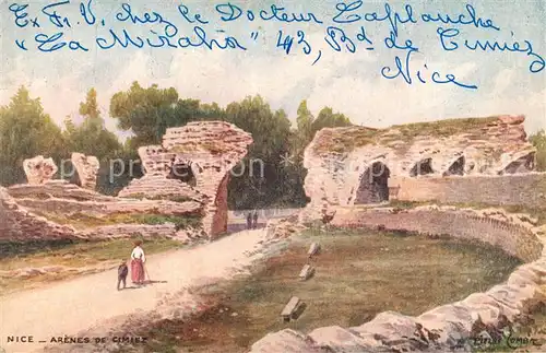 Nice_Alpes_Maritimes Arenes de Cimiez Dessin Kuenstlerkarte Nice_Alpes_Maritimes