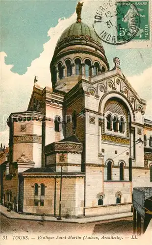 Tours_Indre et Loire Basilique Saint Martin Architecte Laloux Dessin Kuenstlerkarte Tours Indre et Loire