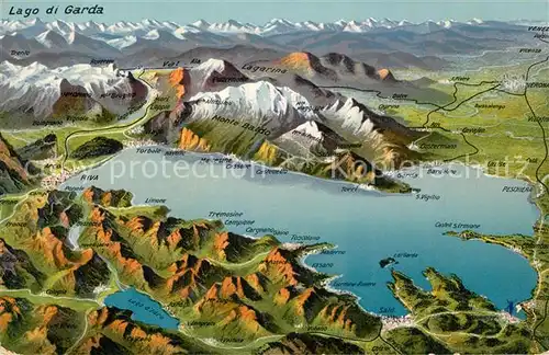 Lago_di_Garda Panoramakarte Riva Peschiera Castelletto Torbole Salo  Lago_di_Garda