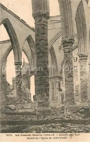 Nieuport Ville Bataille de l Yser Ruines de l Eglise Grande Guerre 1. Weltkrieg Nieuport Ville