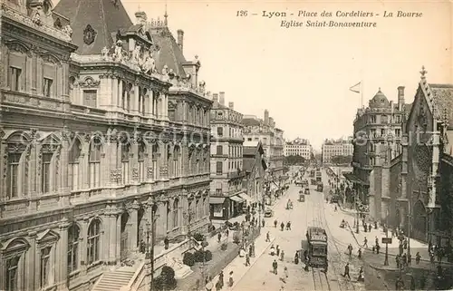 Lyon_France Place des Cordeliers La Bourse Eglise Saint Bonaventure Lyon France