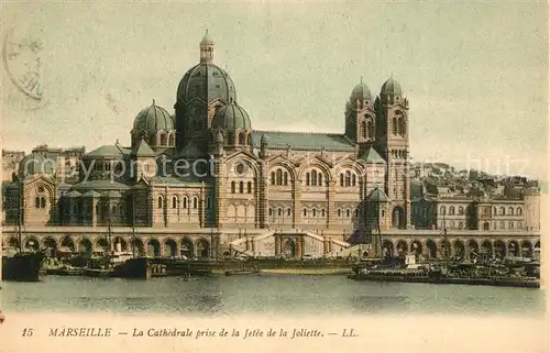 Marseille_Bouches du Rhone La Cathedrale prise de la Jetee de la Joliette Marseille