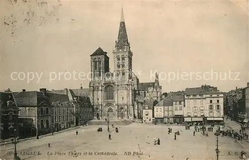 Lisieux Place Thiers et la Cathedrale Lisieux