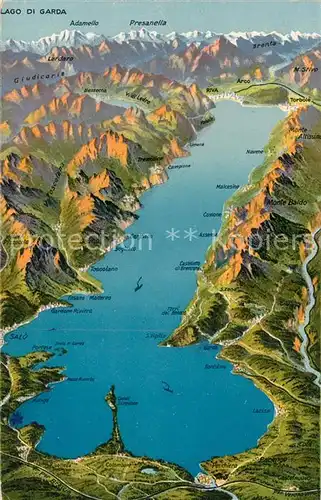Panoramakarte Lago di Garda Monte Baldo Tremosine Navene Bogliaco Assensa  Panoramakarte