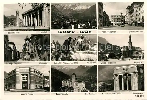 Bolzano Stazione Nuova Piazza Domenicani Castel Carnedo Corpo d Armata Bolzano