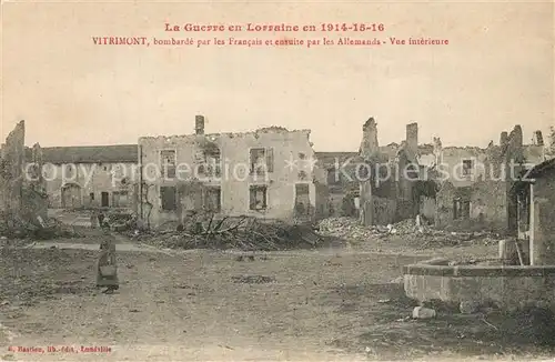 Vitrimont La Guerre 1914 16 bombardement par les Francais et ensuite par les Allemands Vue interieure Vitrimont