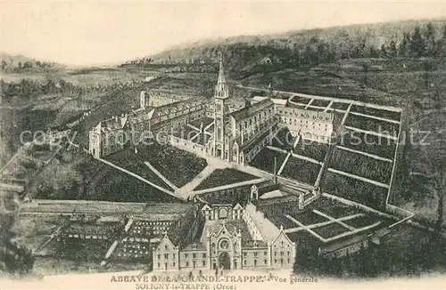 Soligny la Trappe Abbaye de la Grande Trappe Dessin Kuenstlerkarte Soligny la Trappe