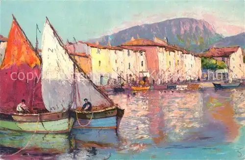 Cassis Hafen Fischerboot Kuenstlerkarte Cassis