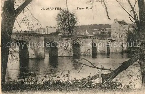 Mantes la Jolie Vieux pont bords de la Seine Mantes la Jolie