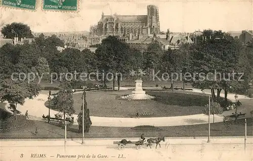 Reims_Champagne_Ardenne Panorama pris de la Gare Monument Cathedrale Reims_Champagne_Ardenne