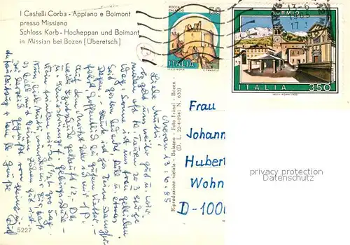 Missian_Bozen Castelli Corba Appiano e Boimont  Missian Bozen
