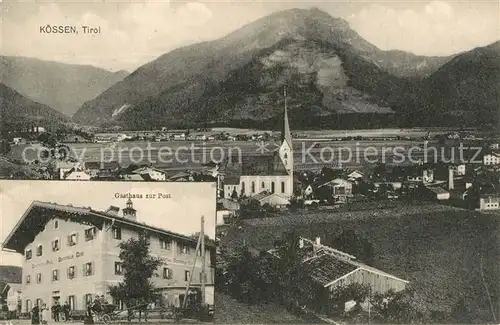 Koessen_Tirol Panorama mit Gasthaus zur Post Koessen Tirol