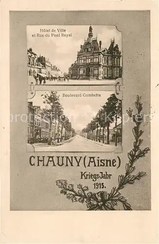 Chauny_Aisne Hotel de Ville et Rue du Pont Royal Boulevard Gambetta Chauny Aisne