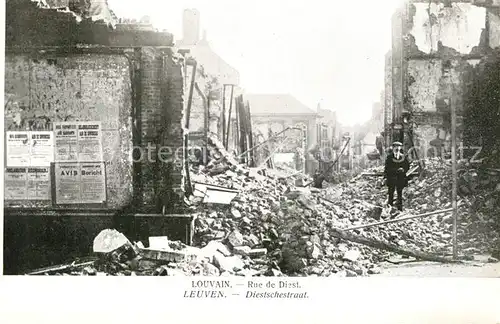 Louvain_Flandre Rue de Diest apres le bombardement Louvain_Flandre