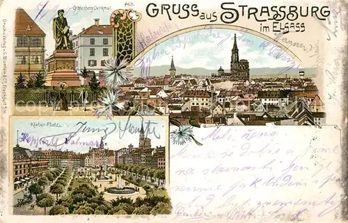 Strassburg_Elsass Gutenberg Denkmal Kleber Platz  Strassburg Elsass