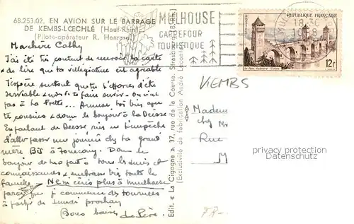 Kembs_Loechle Vue aerienne sur le Barrage 