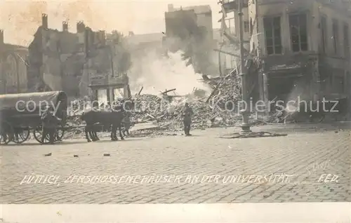Luettich Zerschossene Haeuser an der Universitaet Luettich