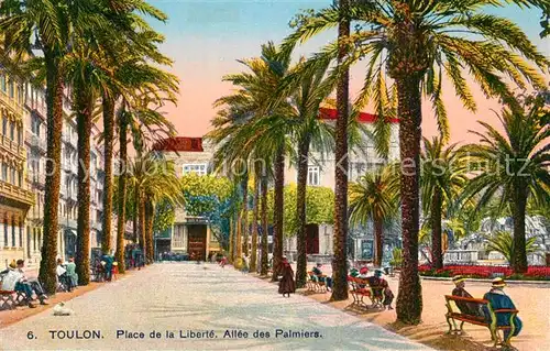 Toulon_Var Place de la Liberte Allee des Palmiers Kuenstlerkarte Toulon_Var