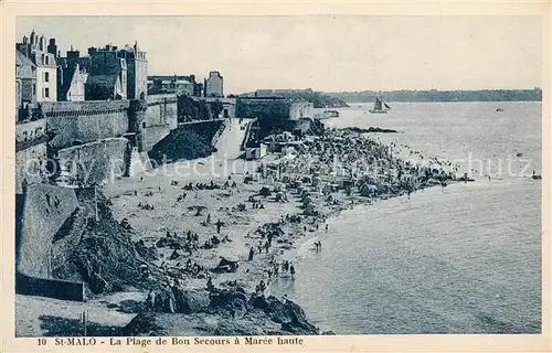 Saint Malo_Ille et Vilaine_Bretagne La Plage de Bon Secours a maree haute Saint Malo_Ille et Vilaine