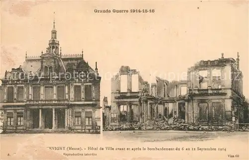Sevigny Hotel de Ville avant et apres le bombardement 1914 Truemmer 1. Weltkrieg Sevigny