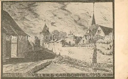 Villers Carbonnel Ortsansicht gezeichnet im Feldzug 1915 Villers Carbonnel