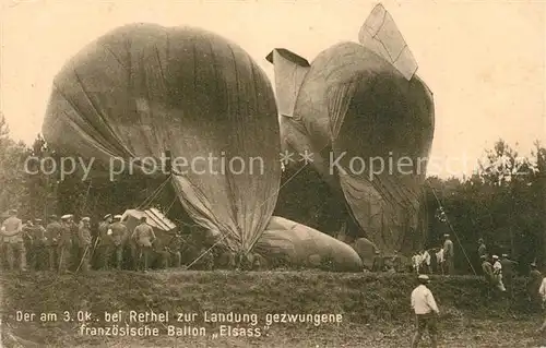 Rethel_Ardennes Zur Landung gezwungener franz Ballon Elsass im Okt 16 Rethel Ardennes