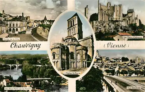 Chauvigny Entree de la ville Vieux Chateaux Ponts sur la Vienne Eglise Saint Pierre Chauvigny
