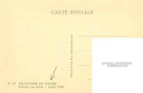 Kembs_Elsass Chantiers Ecluses vue daval Juillet 1930 Kembs Elsass