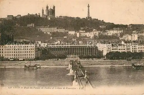 Lyon_France Pont du Palais de Justice et coteau de Fourviere Lyon France