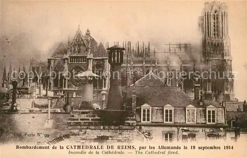 Reims_Champagne_Ardenne Bombardement par les Allemands 1914 Grande Guerre 1. Weltkrieg Reims_Champagne_Ardenne