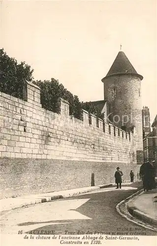 Auxerre Tour dile des Prisons et murs creneles de la cloture de lancienne Abbaye de Saint Germain Auxerre