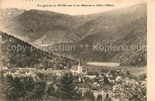 Sewen Vue generale avec le Lac Reservoir et Ballon d Alsace Sewen