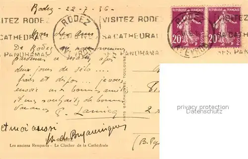 Rodez Les anciens Remparts Le Clocher de la Cathedrale Rodez