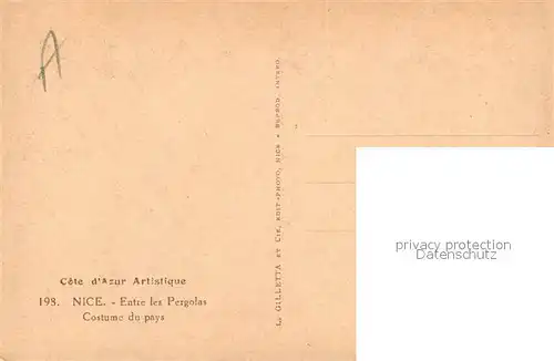 Nice_Alpes_Maritimes Entre les Pergolas Costume du pays Nice_Alpes_Maritimes