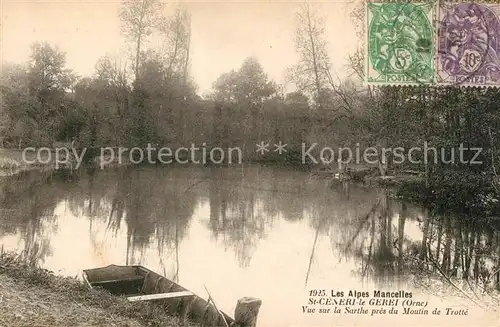 Saint Ceneri le Gerei Vue sur la Sarthe pres du Moulin de Trotte Saint Ceneri le Gerei
