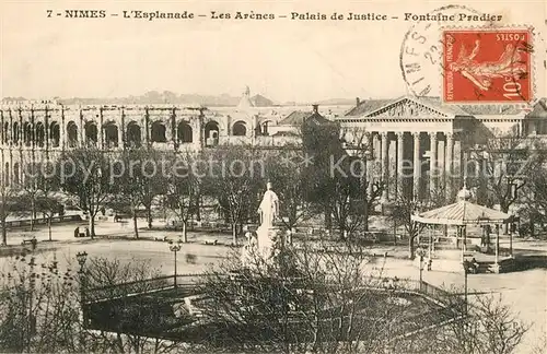 Nimes Esplanade Arenes Palais de Justice Fontaine Pradier Statue Nimes