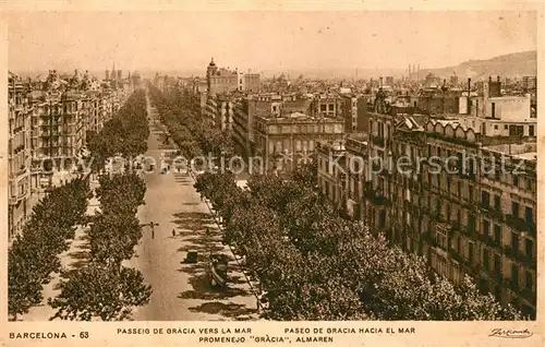 Barcelona_Cataluna Paseo de Gracia hacia el mar Barcelona Cataluna