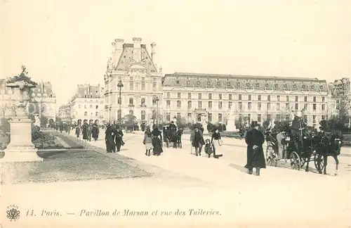 Paris Pavillon de Marsan et rue des Tuileries Pferdekutschen Paris