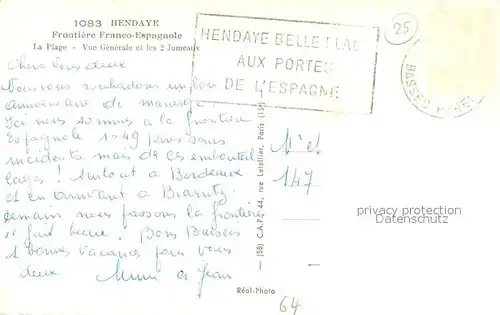 Hendaye_Pyrenees_Atlantiques Frontiere Franco Espagnole Plage Hendaye_Pyrenees