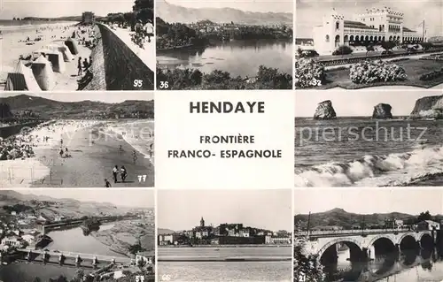 Hendaye_Pyrenees_Atlantiques Plage Deux Jumeaux Pont Internationale Hendaye_Pyrenees