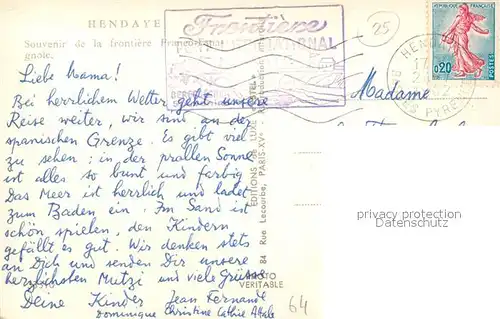 Hendaye_Pyrenees_Atlantiques Frontiere Franco Espangnole Plage Hendaye_Pyrenees