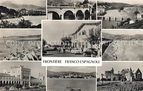 Hendaye_Pyrenees_Atlantiques Plage Fliegeraufnahme Pont Frontiere Franco Espagnole Hendaye_Pyrenees