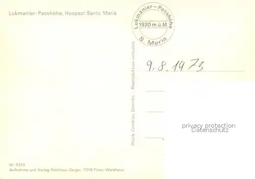 Lukmanier Passhoehe Hospezi Santa Maria Lukmanier