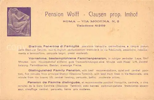 Roma_Rom Pension Wolff Clausen Prop. Imhof  Roma_Rom