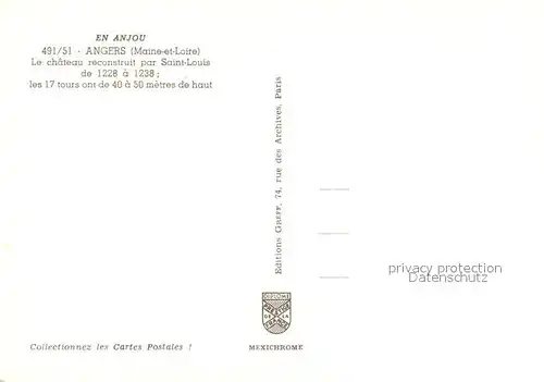 Angers Le chateau reconstruit par Saint Louis Vue aerienne Angers